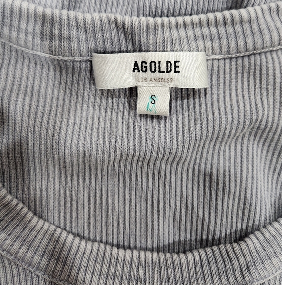 Agolde Men's Basic Gray Ribbed Tank Top - Picture 2 of 6